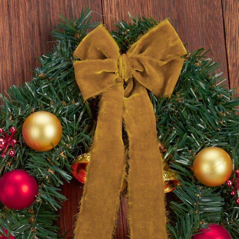 Keypan Gold Velvet Ribbon for Christmas 1-1/2 Inch Wide Handmade Fringe Fabric Ribbons for Gift Wrapping, Baby Shower, Flower Bouquet, 3 Ydars - Image 3